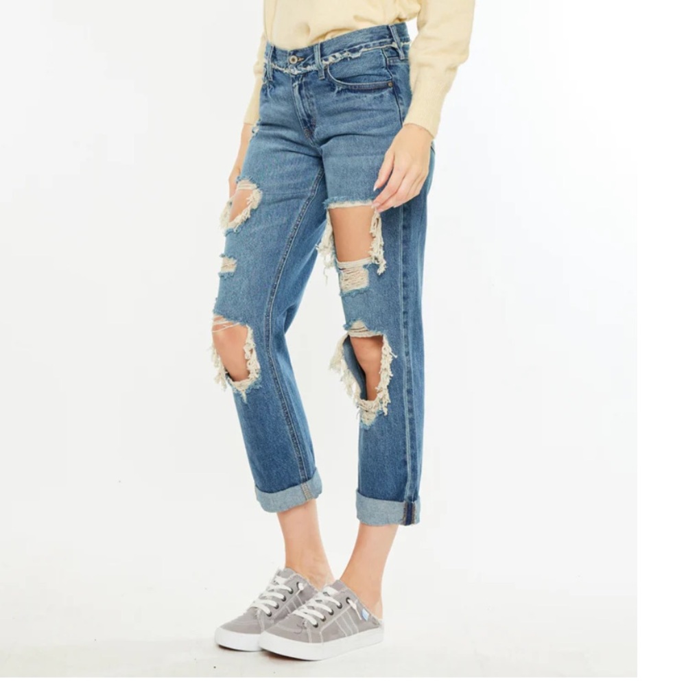 NWT Kancan Noel Mid Rise Boyfriend Jeans Sz: 5/26 - Picture 6 of 16